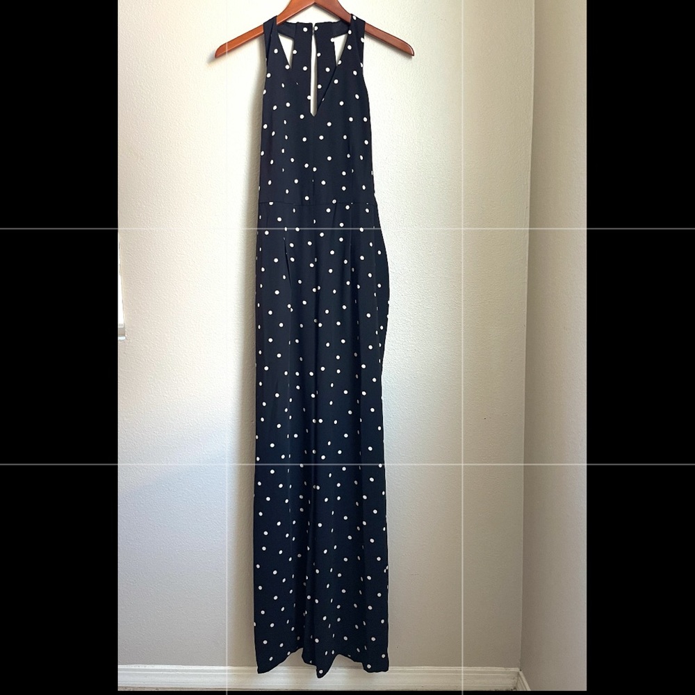 ✨NWT Ann Taylor Black Tan Polka Dot Jumpsuit Size 8 Elegant Old Money MSRP $170